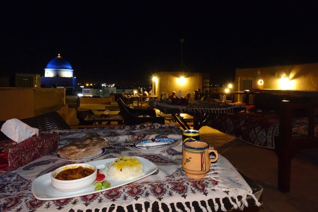 Marco Polo Rooftop Restaurant of Yazd at night