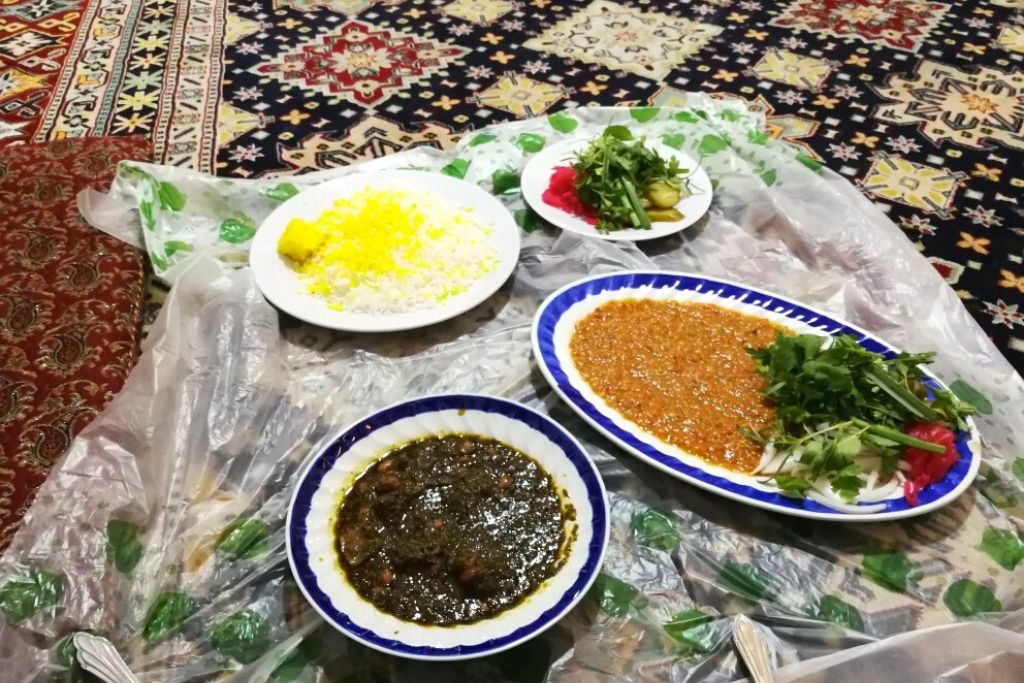 Gheyme and Ghorme sabzi in Khane Dohad Traditional Restaurant
